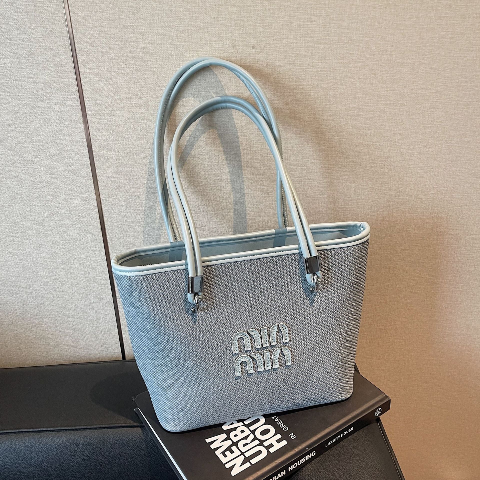 Large-Capacity Woven Tote Shoulder Bag for Women