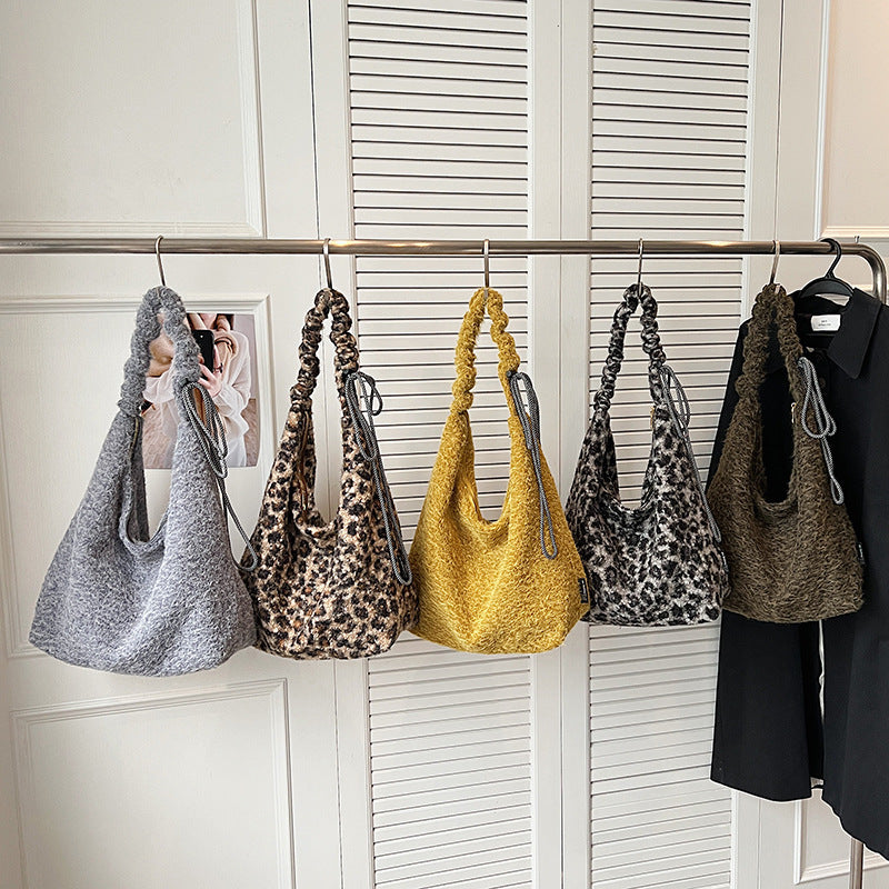 Leopard Print Retro Shoulder Bag Large Capacity Tote