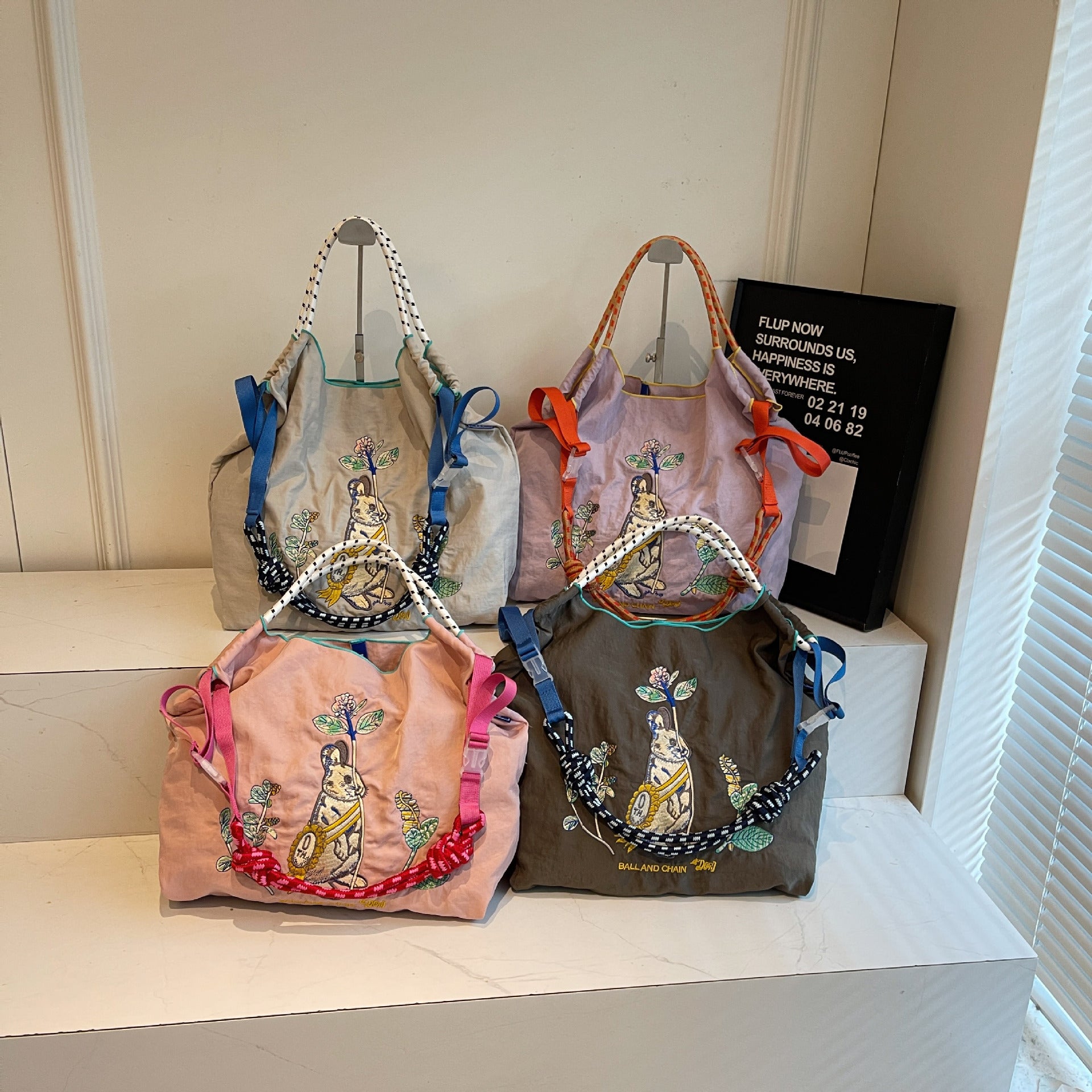 Nylon Ball Chain Shoulder Bag Large Capacity Fashion Messenger Bag