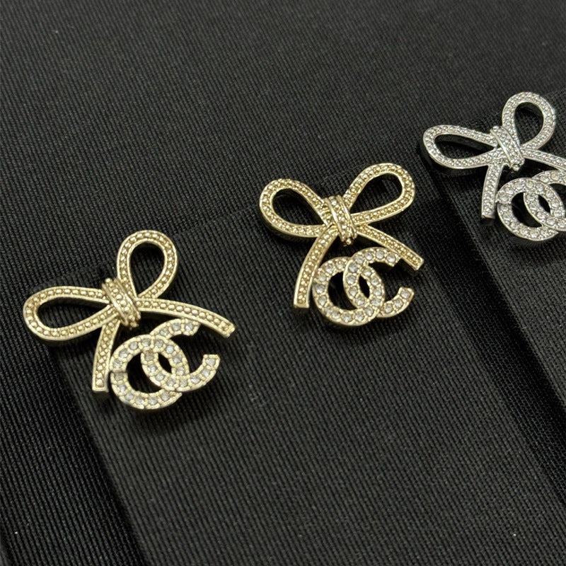 Luxury Rhinestone 925 Silver C Letter Stud Earrings for Women