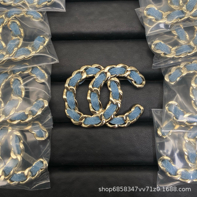 Double C Diamond Brooch Pearl Pin Luxury Women's Jewelry Gift
