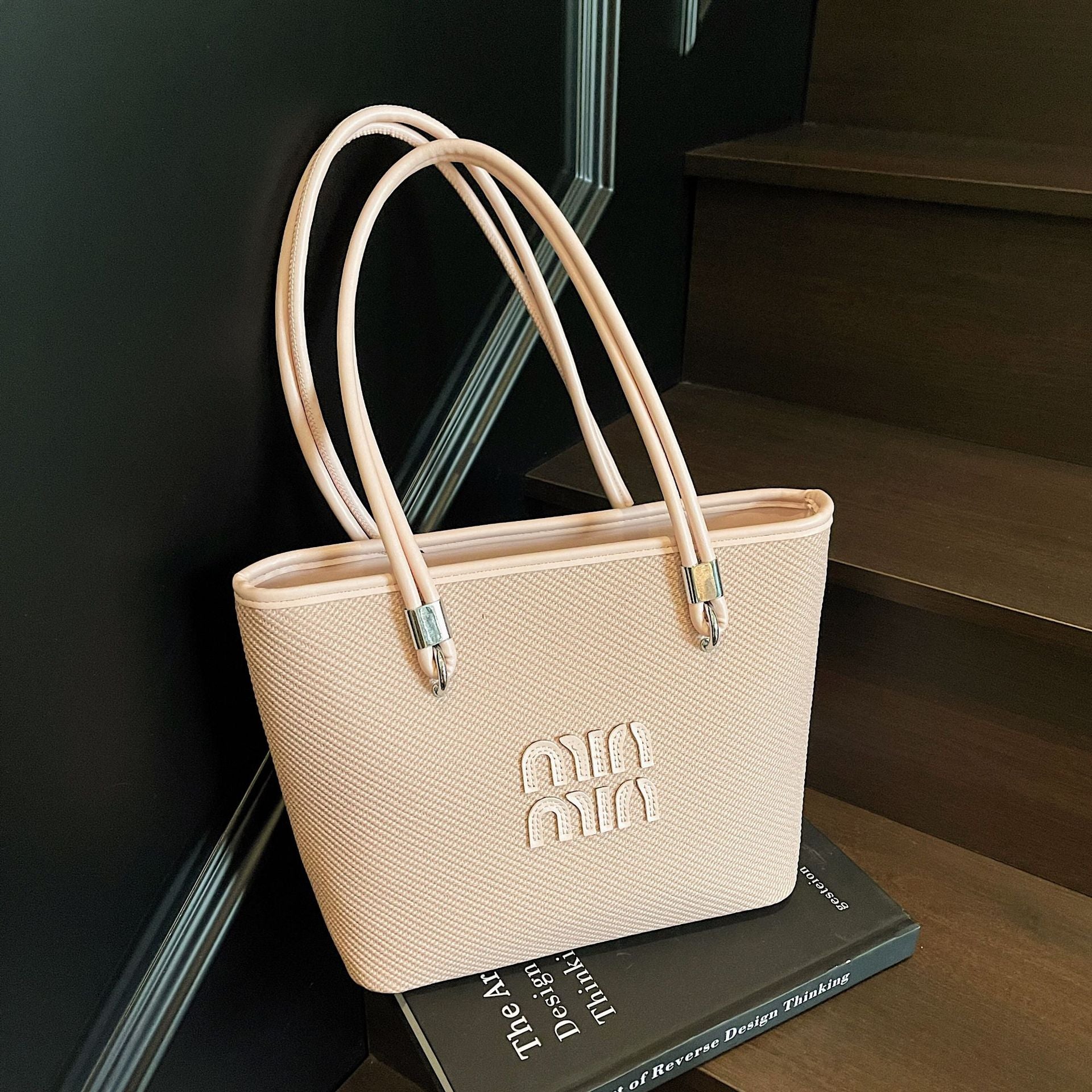 Large-Capacity Woven Tote Shoulder Bag for Women