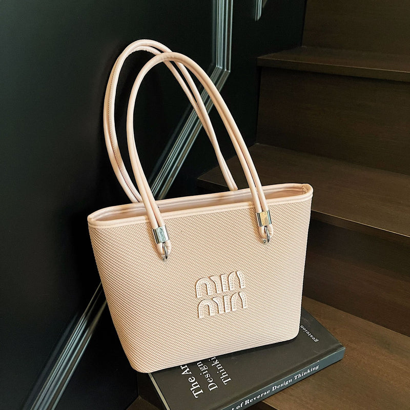 Large-Capacity Woven Tote Shoulder Bag for Women