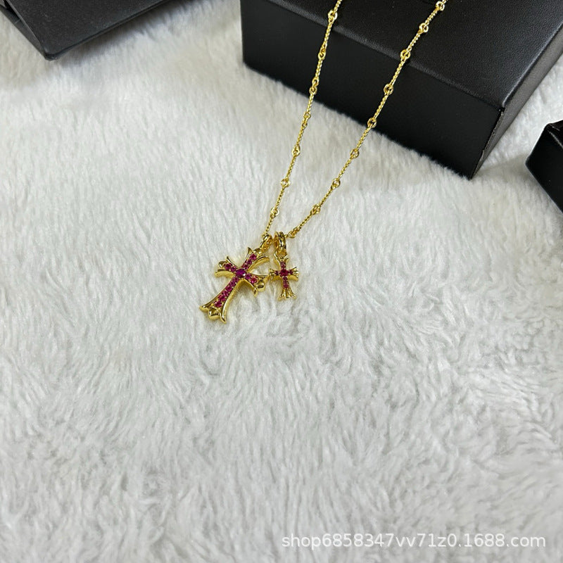 Men's 22K Gold Hip Hop Cross Necklace - Trendy Pendant