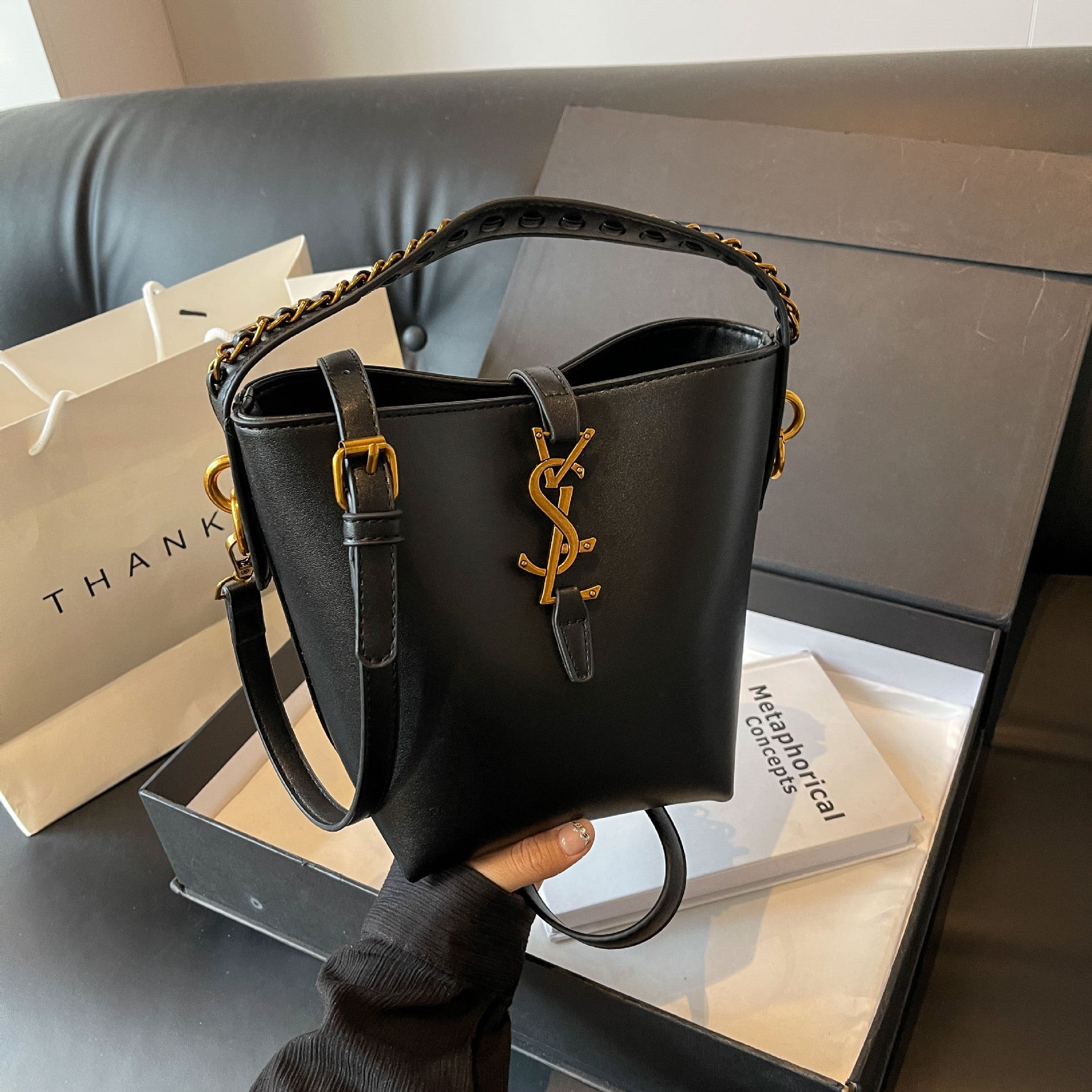 Chain Bucket Bag Women's Luxury Shoulder Crossbody Handbag