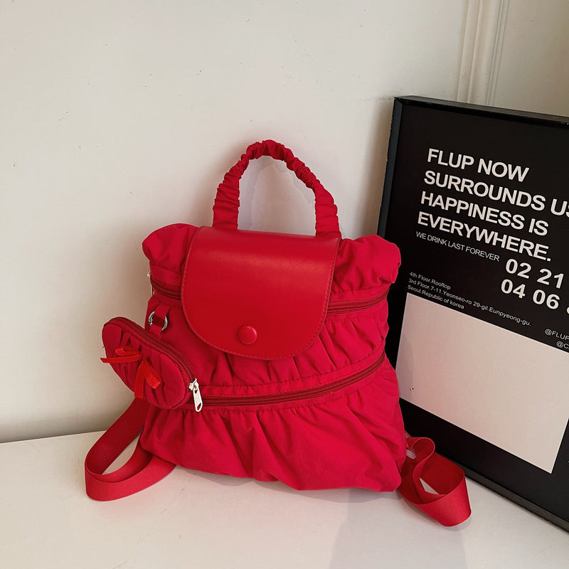 College Dragon Backpack Women Trendy Pleated Nylon Bag