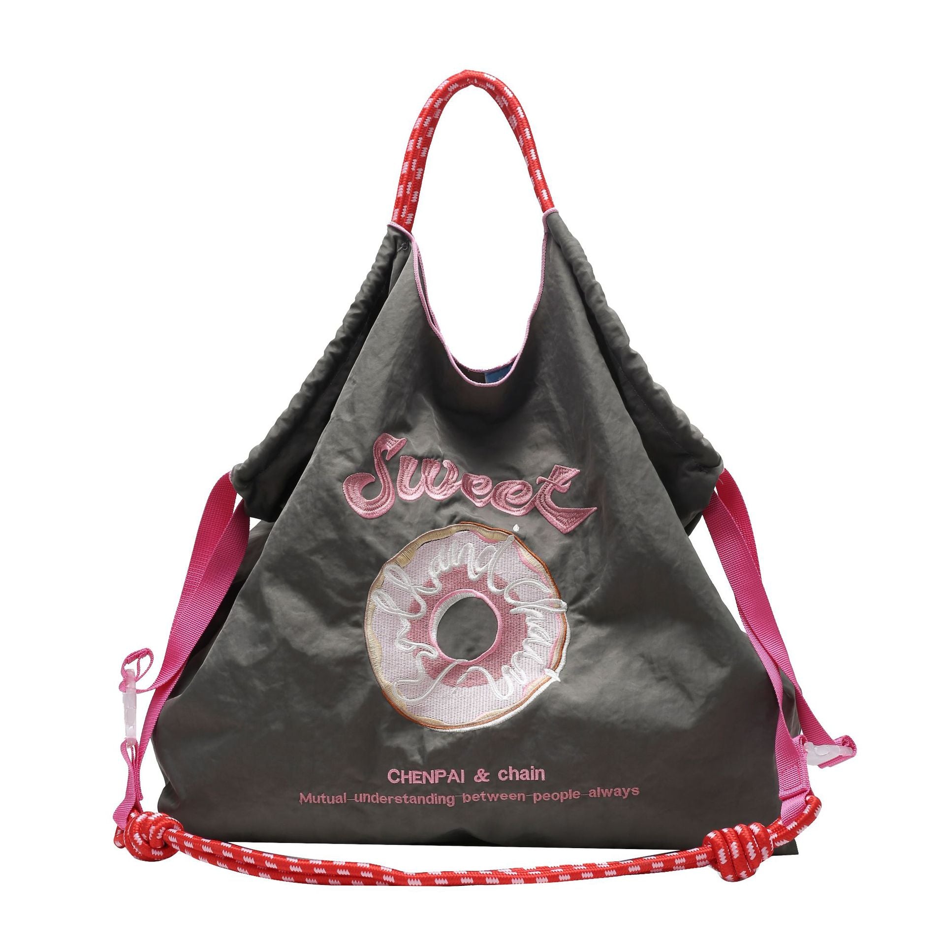 Embroidered Cartoon Tote Bag Large Capacity Shoulder Bag