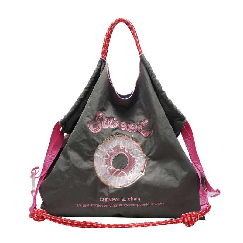 Embroidered Cartoon Tote Bag Large Capacity Shoulder Bag