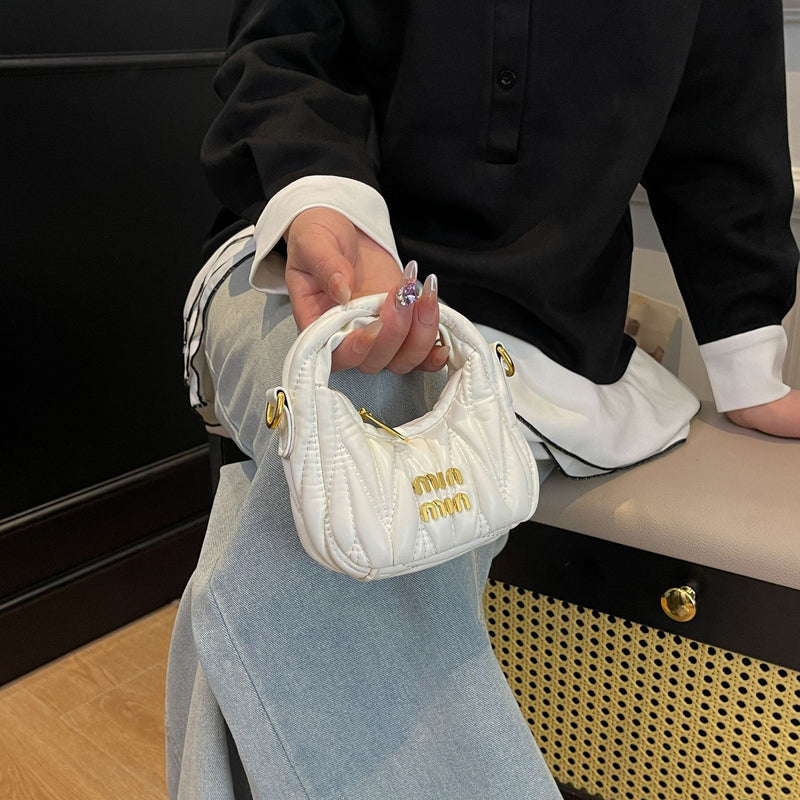 Pleated Miu Crescent Bag Luxury Shoulder Messenger Bag