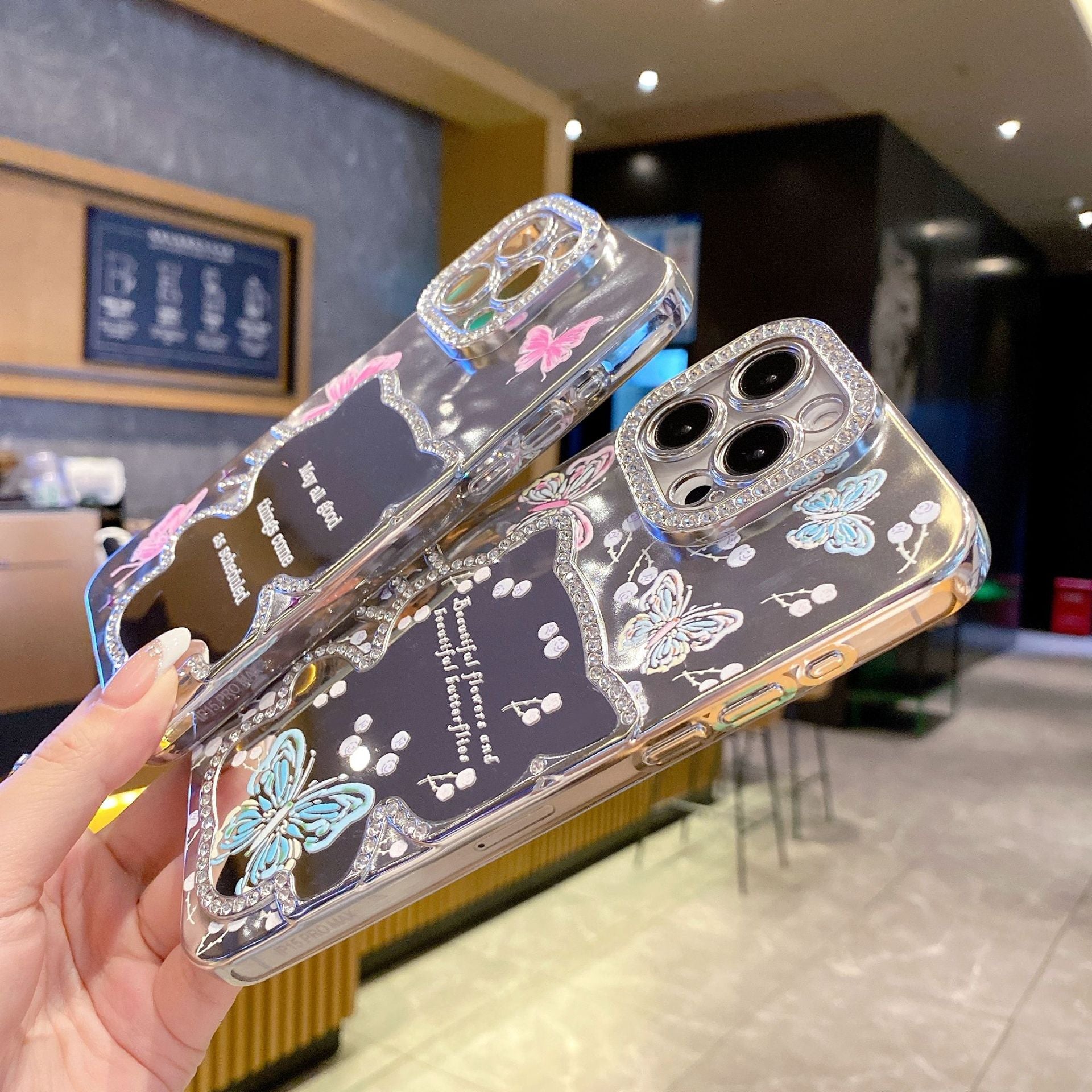 Laser Butterfly Diamond Mirror iPhone 17 Pro Max Case