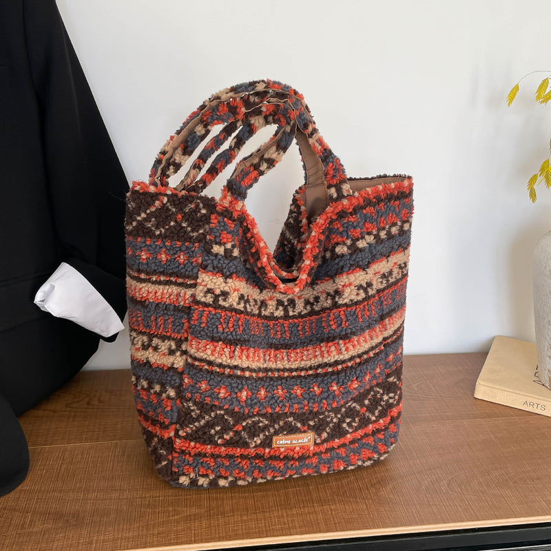 Chic Contrasting Color Shoulder Tote Bag