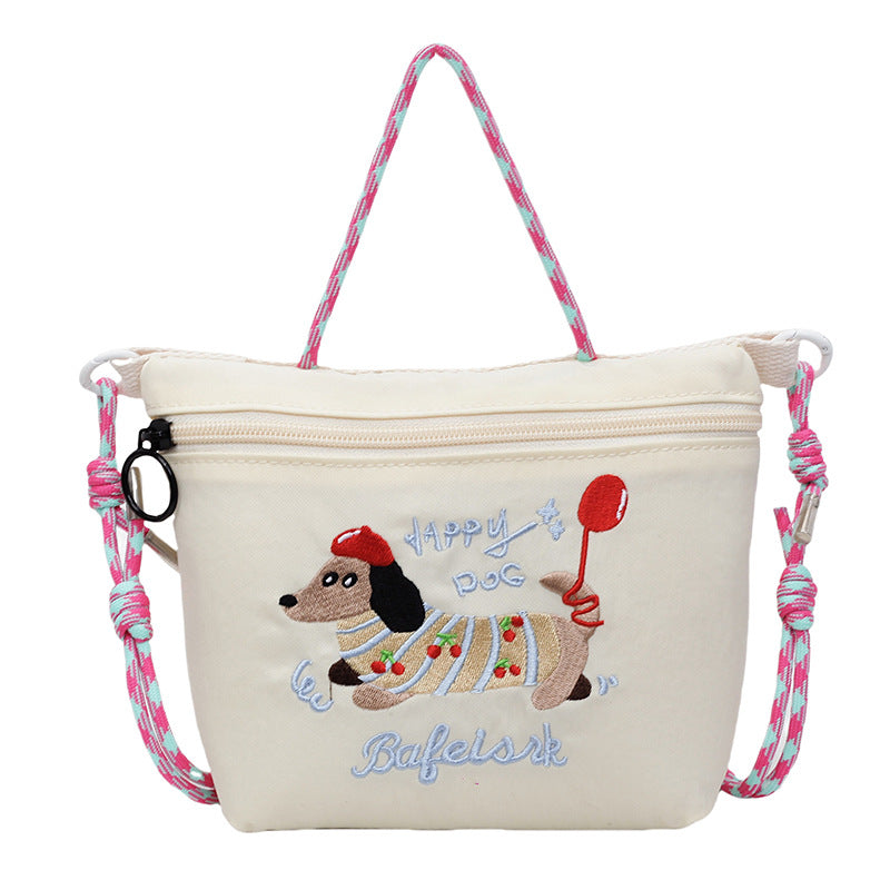Dachshund Dog Embroidered Cloth Messenger Bag