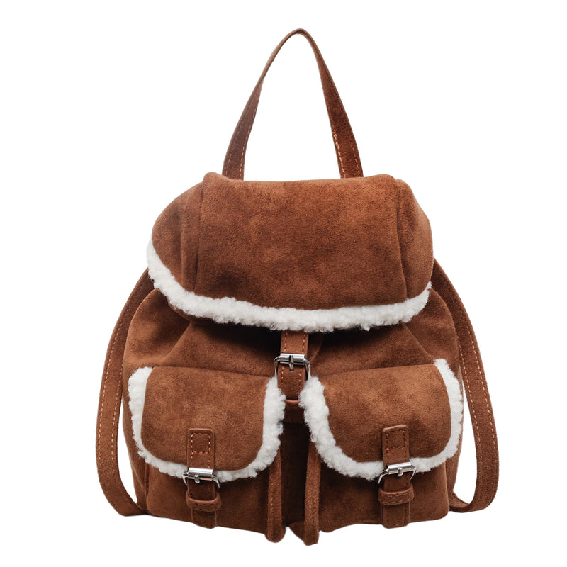 Retro Suede Personalized Splicing Plush Backpack