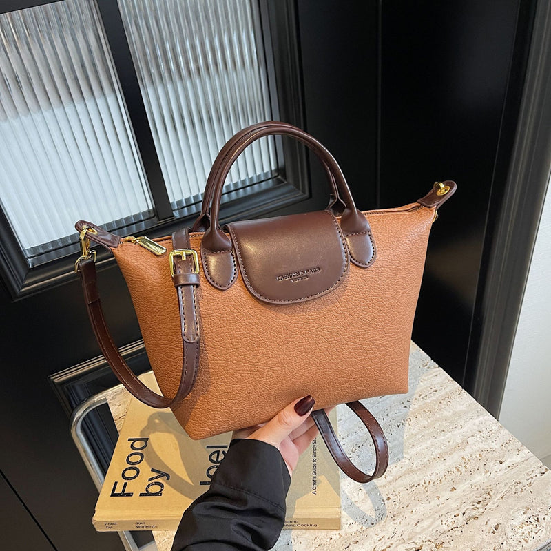Longbaoxiang Splicing Dumpling Shoulder Messenger Handbag