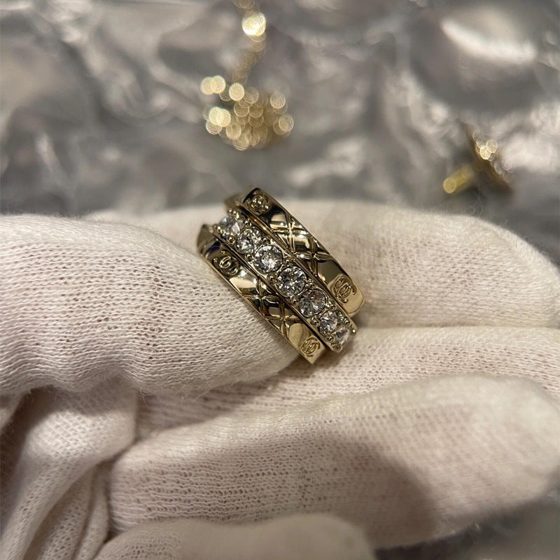 Popular Three-Piece Rhombus Stack Ring Set