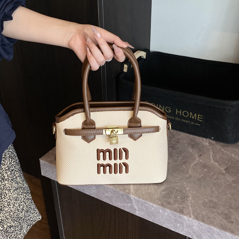 Light Luxury Miu Embroidery Bucket Shoulder Bag