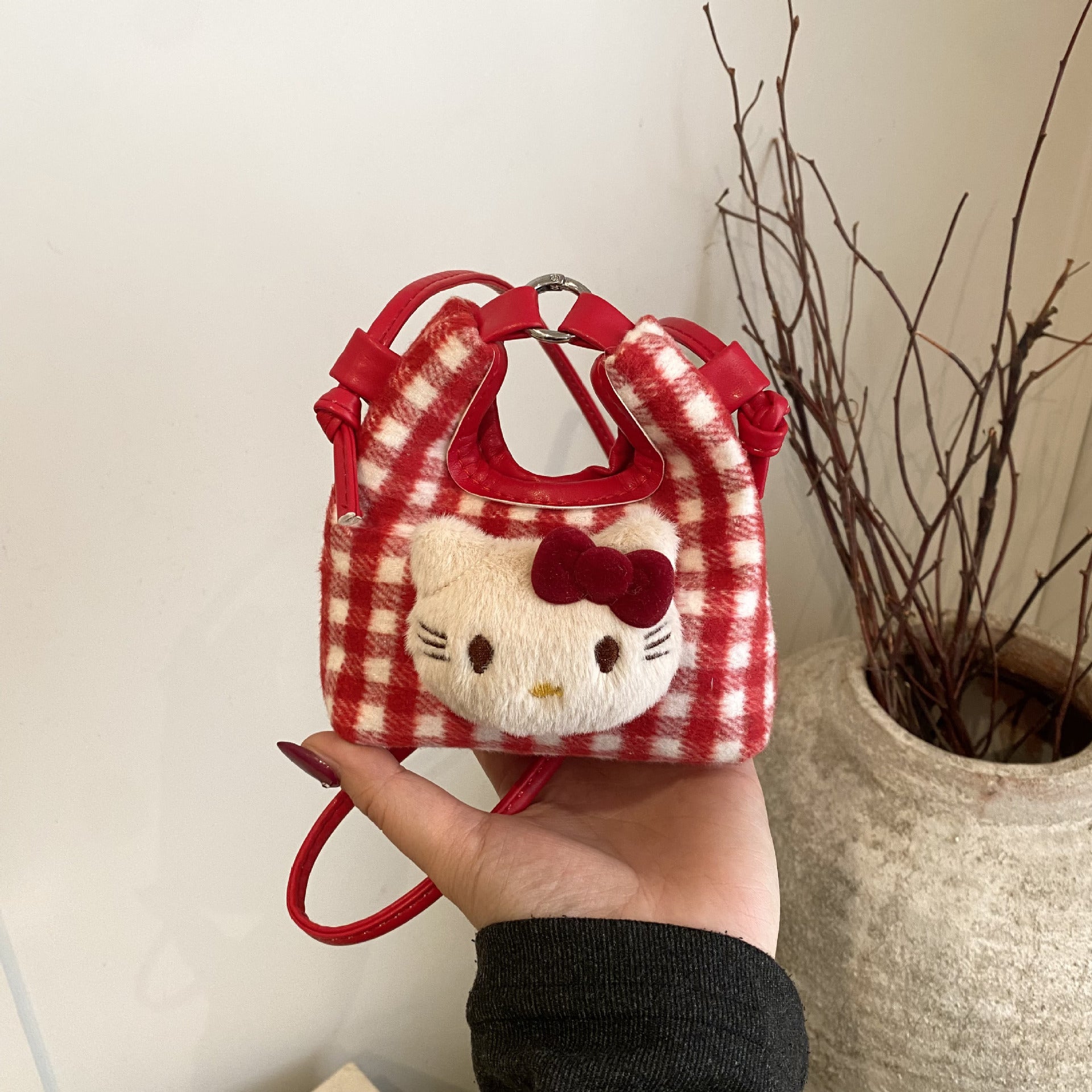 Woolen Cat Mini Handbag Cute Satchel Shoulder Bag