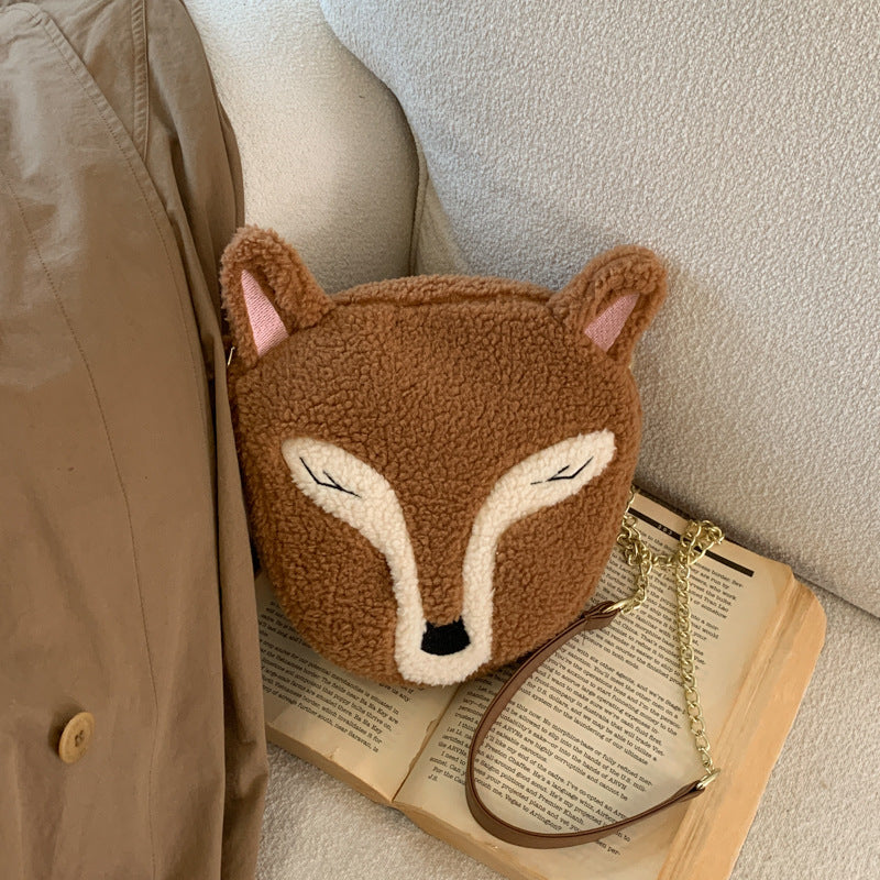 Cute Fox Plush Doll Messenger Bag