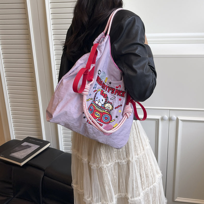 Embroidered Cat Handbag Women's Shoulder Bag Shopping Bag