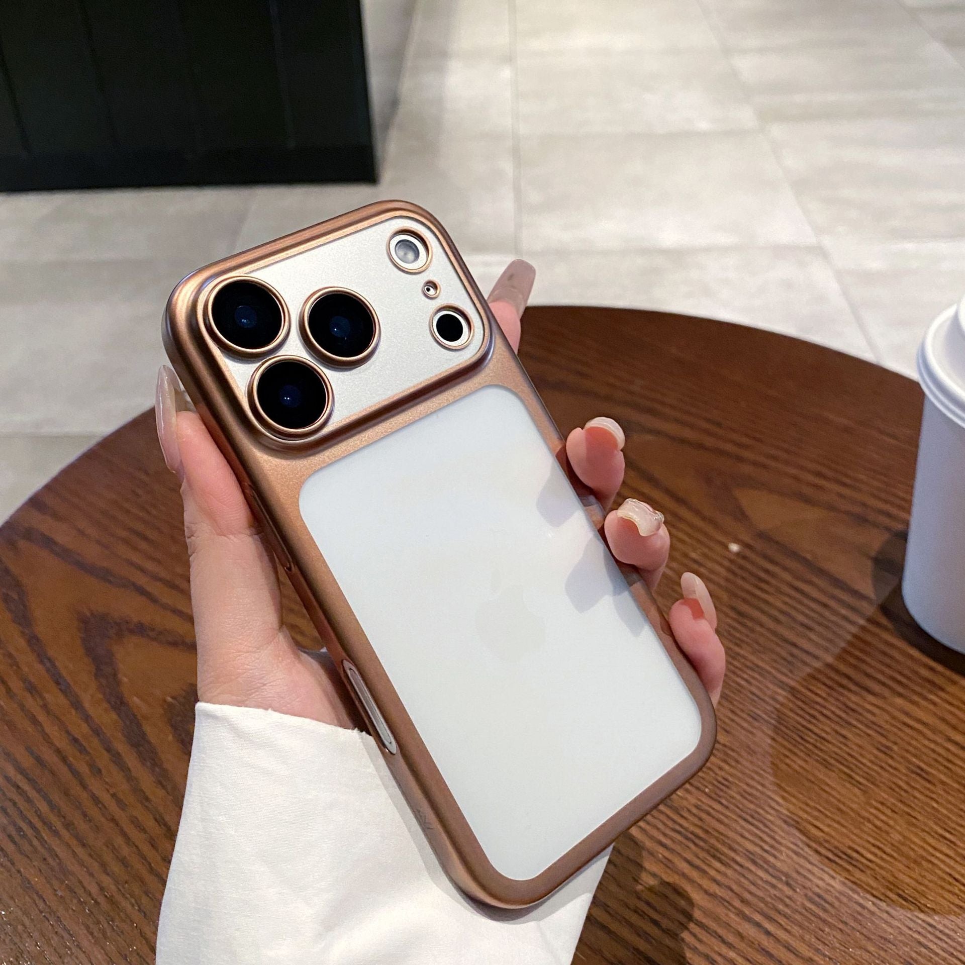 For iPhone 17 Pro Max Orange Matte Electroplated Protective Case