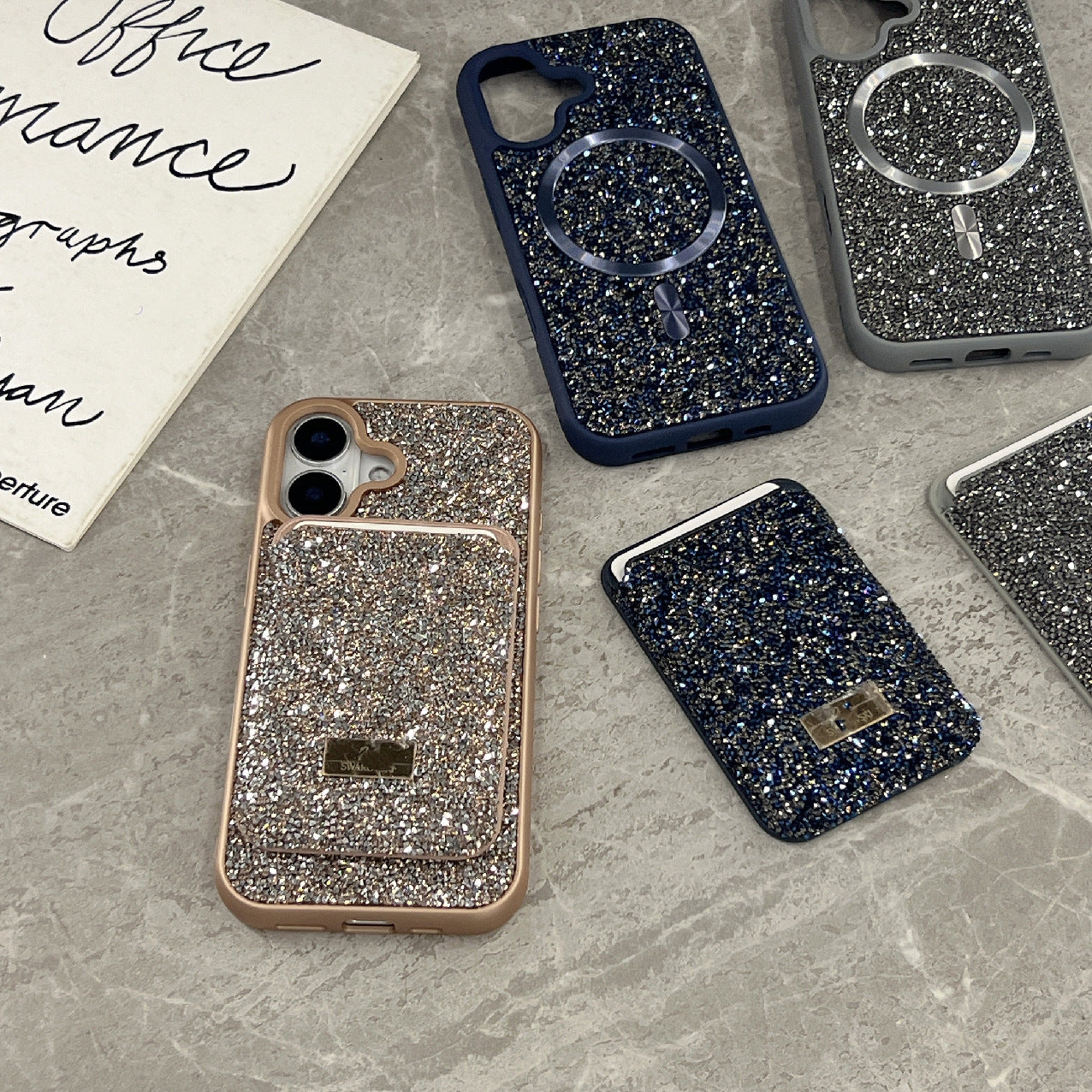 Light Luxury Rhinestone Magnetic Card iPhone 17 Pro Max Case