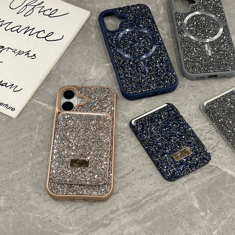 Light Luxury Rhinestone Magnetic Card iPhone 17 Pro Max Case