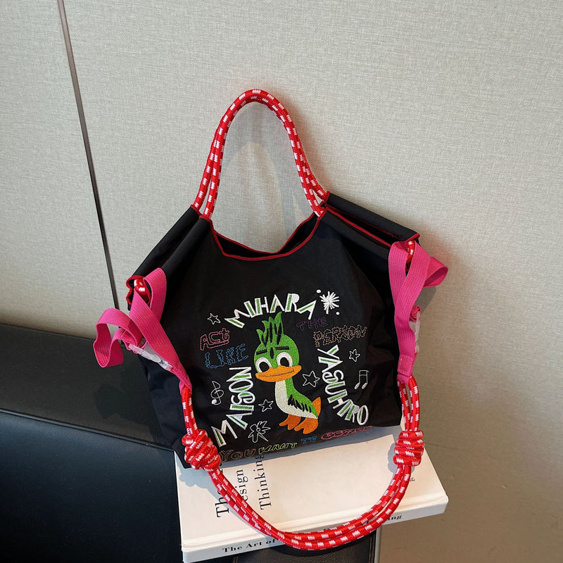 Ese Ball Chain Embroidery Tote Bag Waterproof Cute Casual Shoulder Messenger Bag