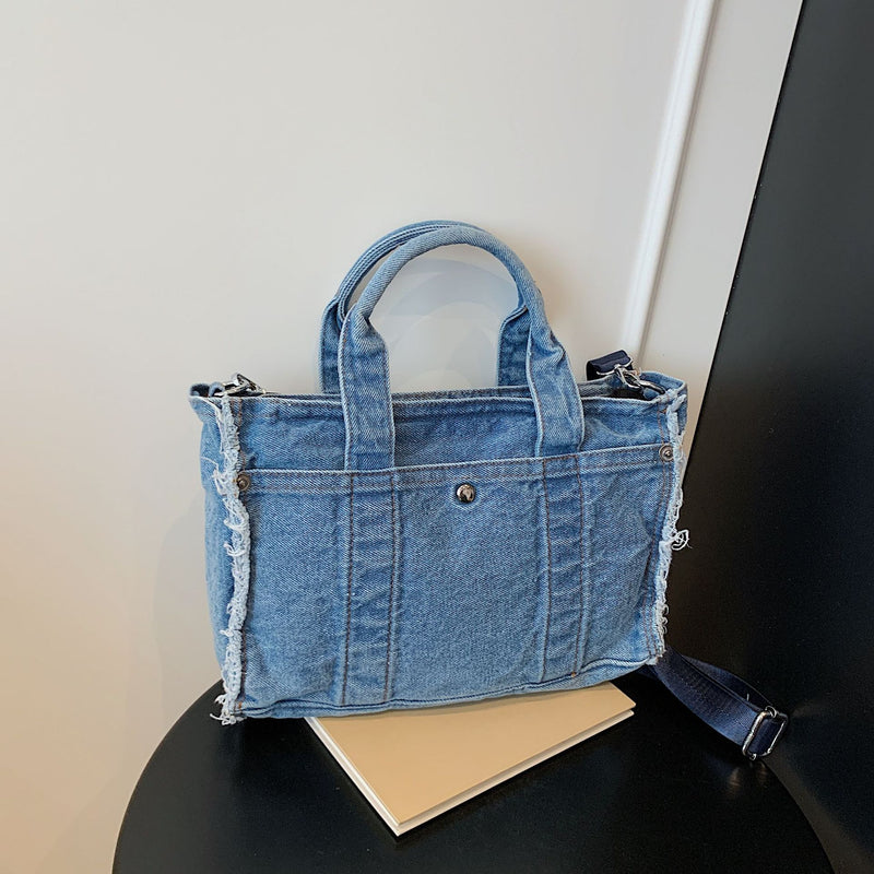 Denim Messenger Bag Large Capacity Casual Commuter Tote