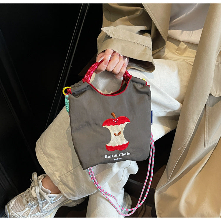 Cute Cartoon Apple Handbag with Ball Chain Shoulder Strap