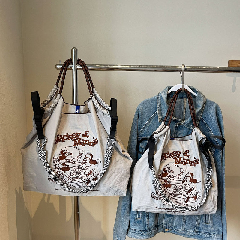 Nylon Tote Bag Large Capacity Embroidered Ball Chain Shoulder Bag