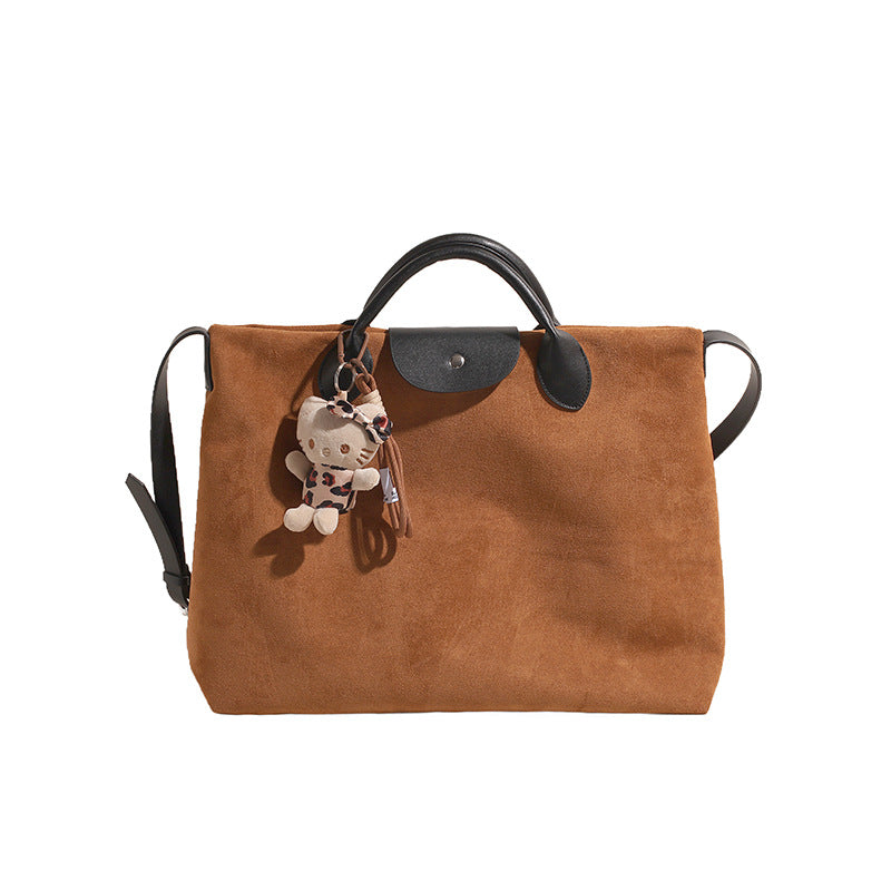 Vintage Matte Suede Large Tote Shoulder Bag for Women