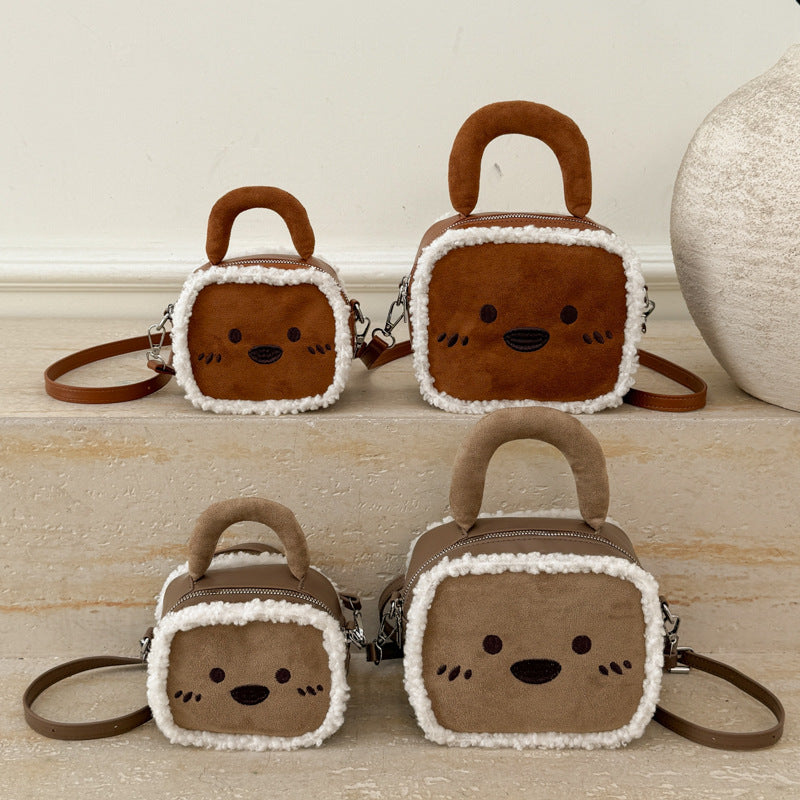 Cute Cartoon Suede Messenger Bag for Women