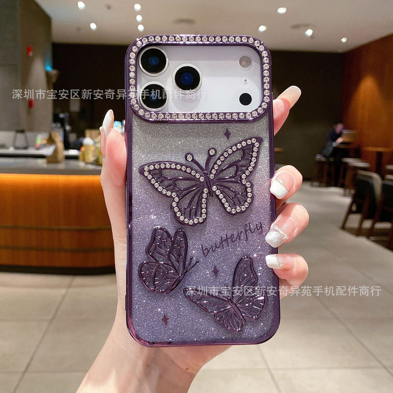 Hot-Selling Glitter Butterfly Drill Case for iPhone 17 Pro
