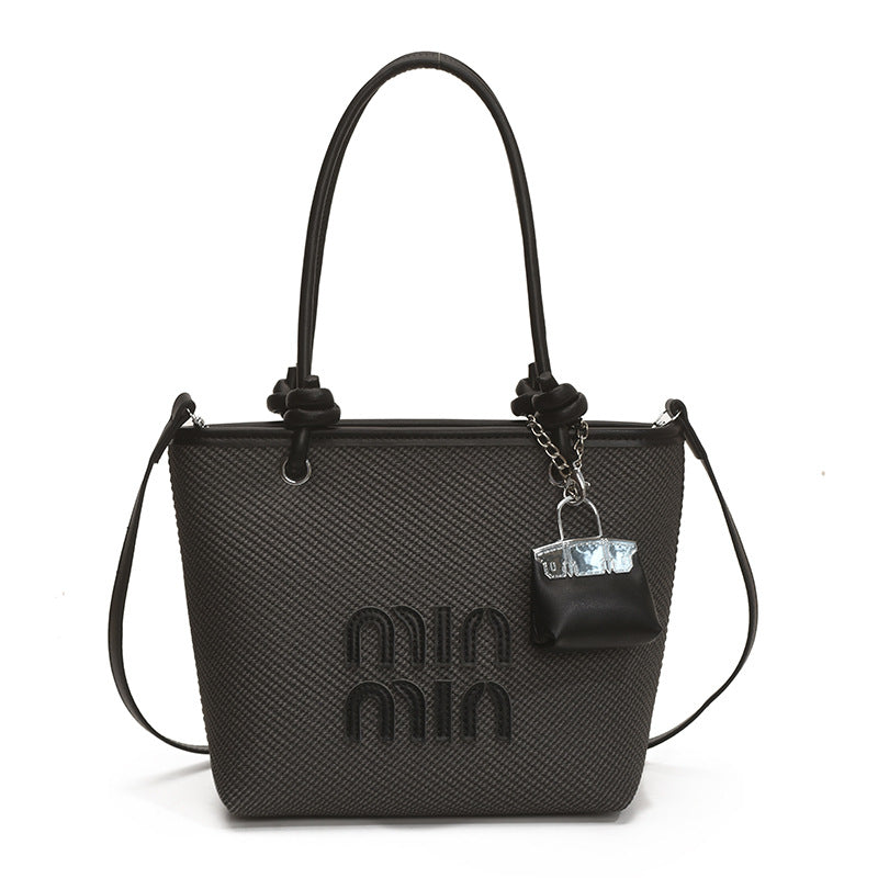 Miu Luxury Woven Tote Bag Women's Shoulder Basket Bag