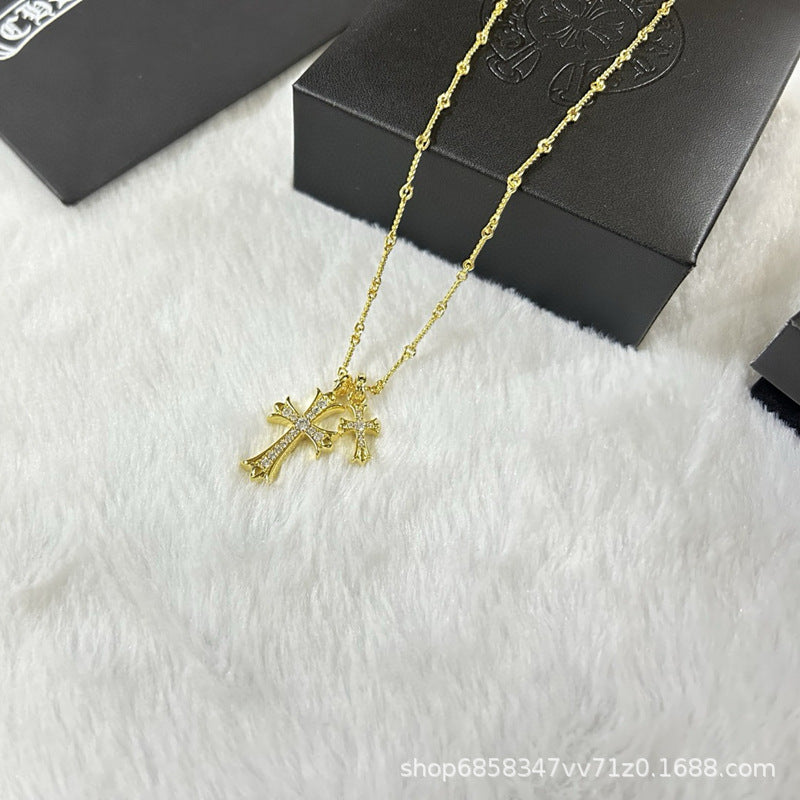 Men's 22K Gold Hip Hop Cross Necklace - Trendy Pendant