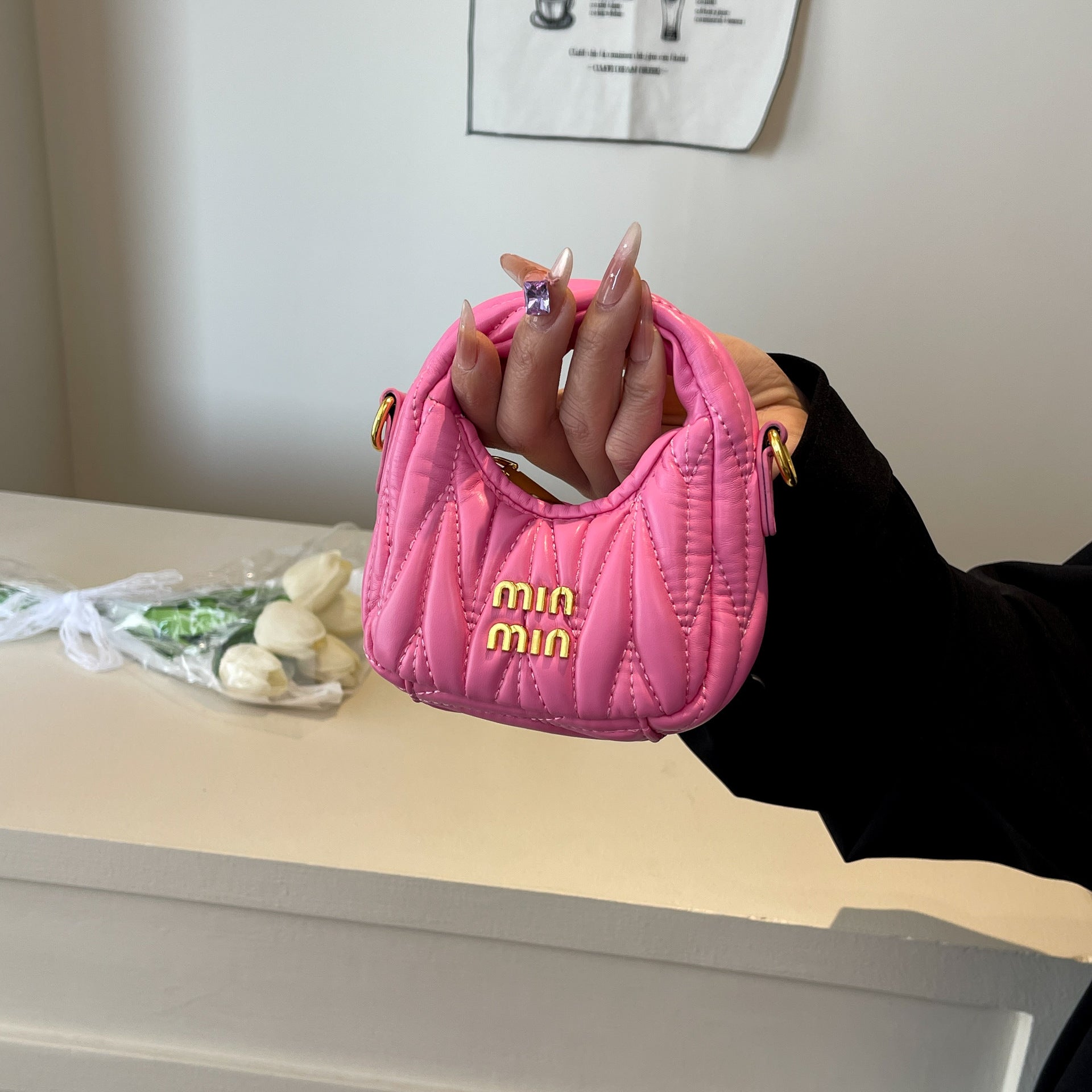 Pleated Miu Crescent Bag Luxury Shoulder Messenger Bag