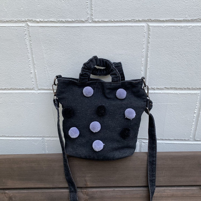 Polka Dot Denim Messenger Bag for Commuting