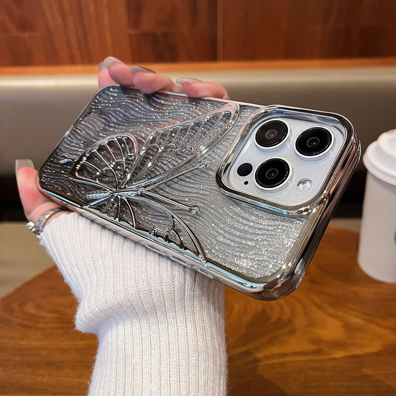Three-Dimensional Quicksand Butterfly iPhone Case Anti-Fingerprint