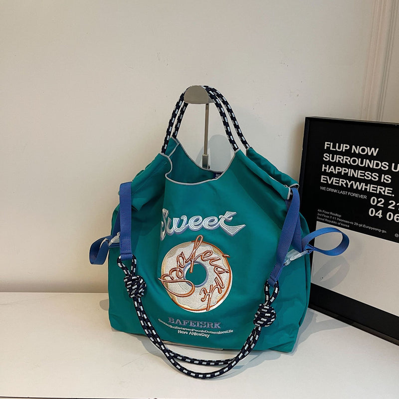 Ese Ball Chain Donut Embroidery Eco Shopping Bag Tote
