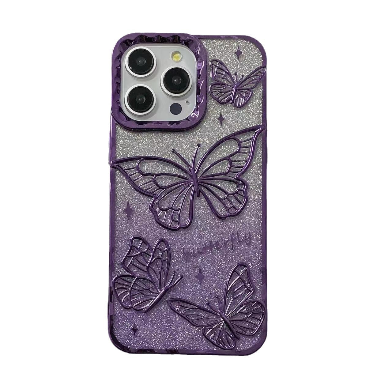 Butterfly Gradient Glitter Electroplating Case for iPhone 17
