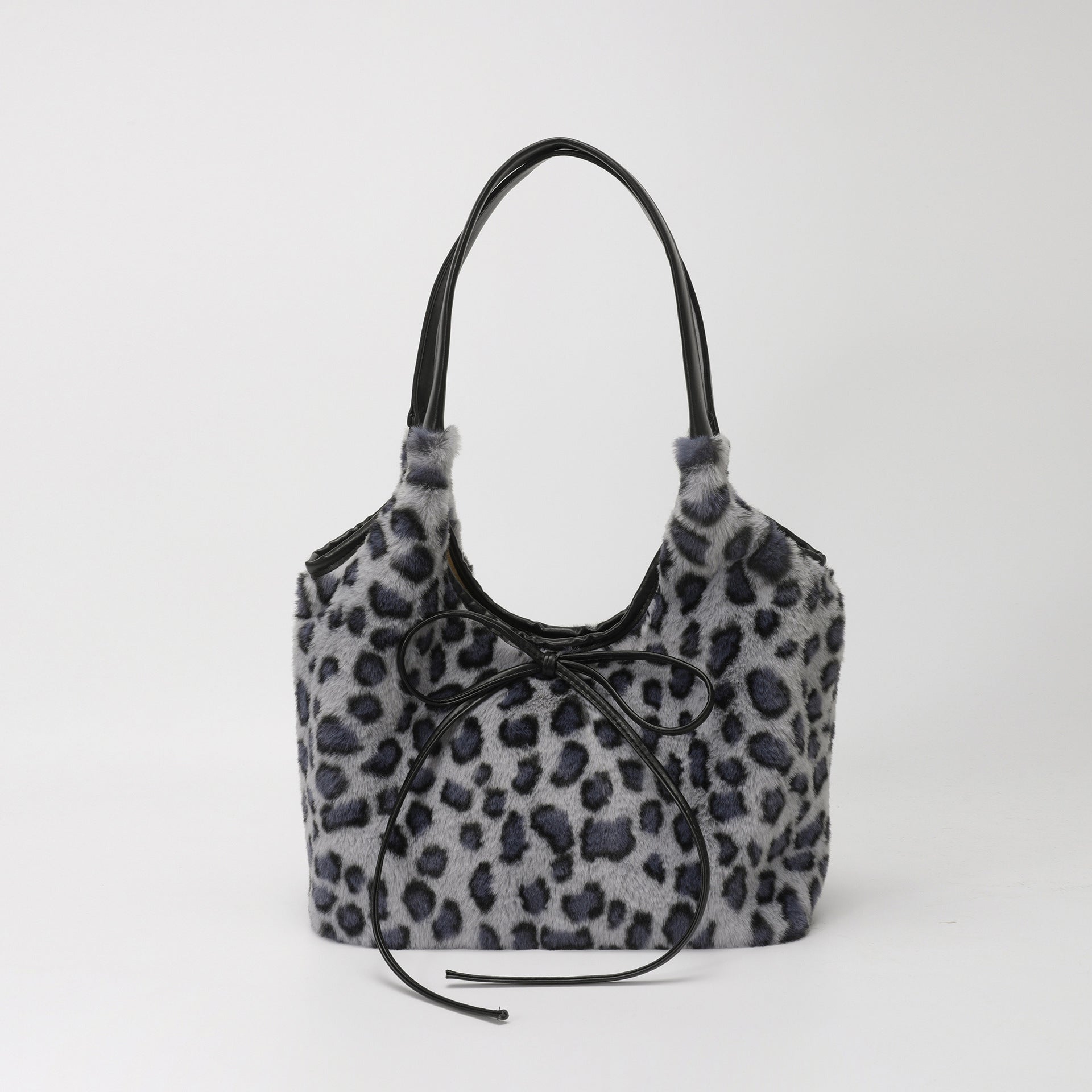 Leopard Print Plush Tote Bag for Women Light Luxury Commuter Bag