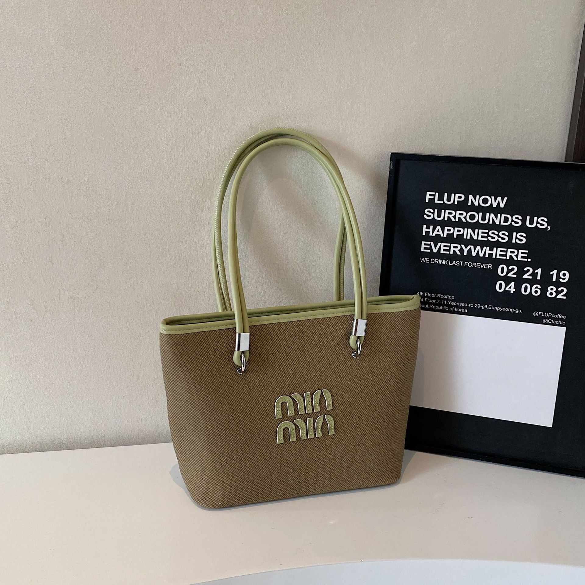 Large-Capacity Woven Tote Shoulder Bag for Women
