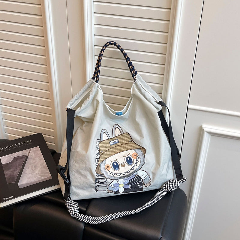 Embroidered Cartoon Tote Bag Large Capacity Shoulder Bag