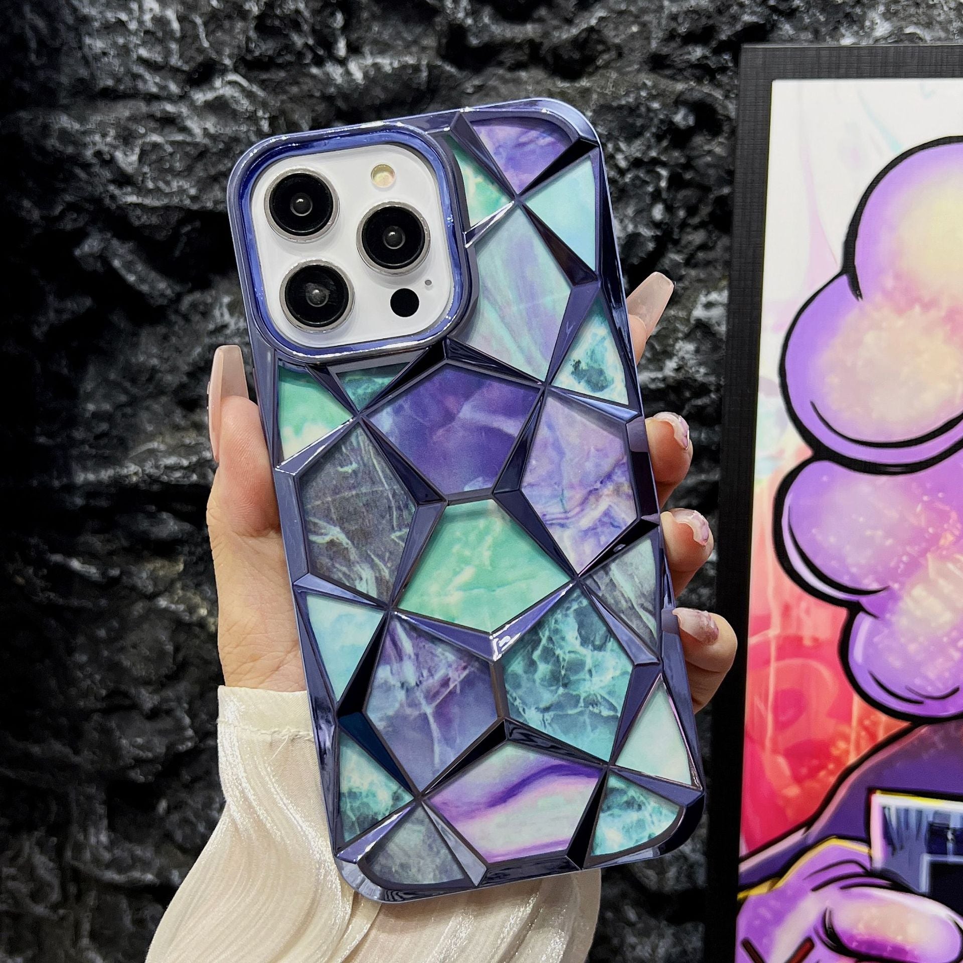 Electroplated Marble Diamond Case for iPhone 16 17 Pro Max