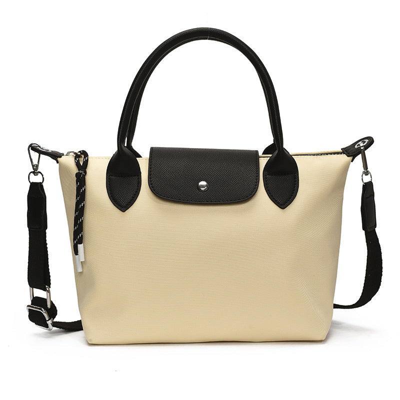 Simple Nylon Contrast Shoulder Bag | Versatile Dumpling Bag