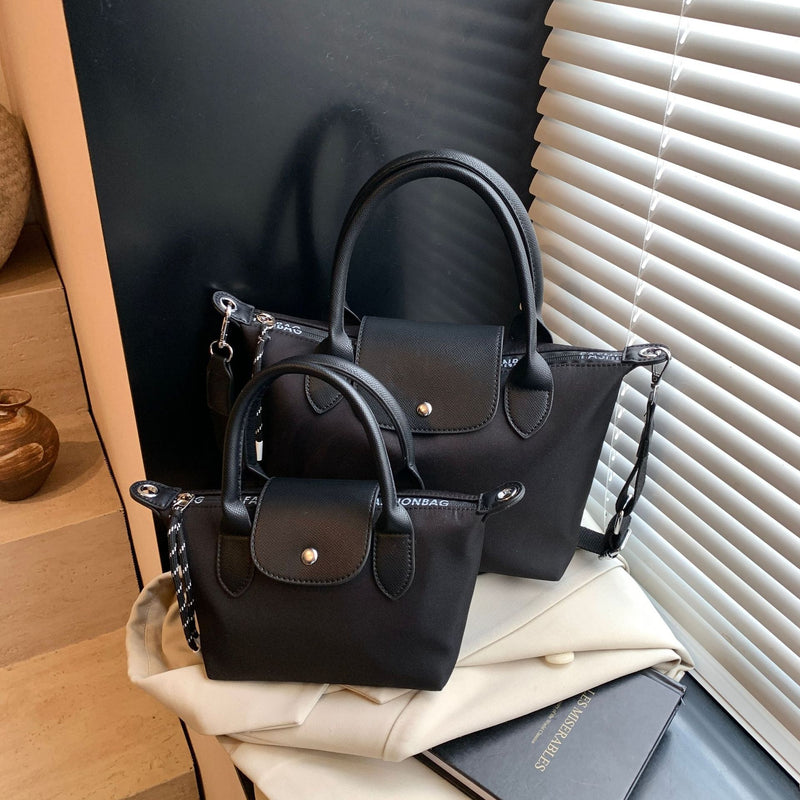 Simple Nylon Contrast Shoulder Bag | Versatile Dumpling Bag