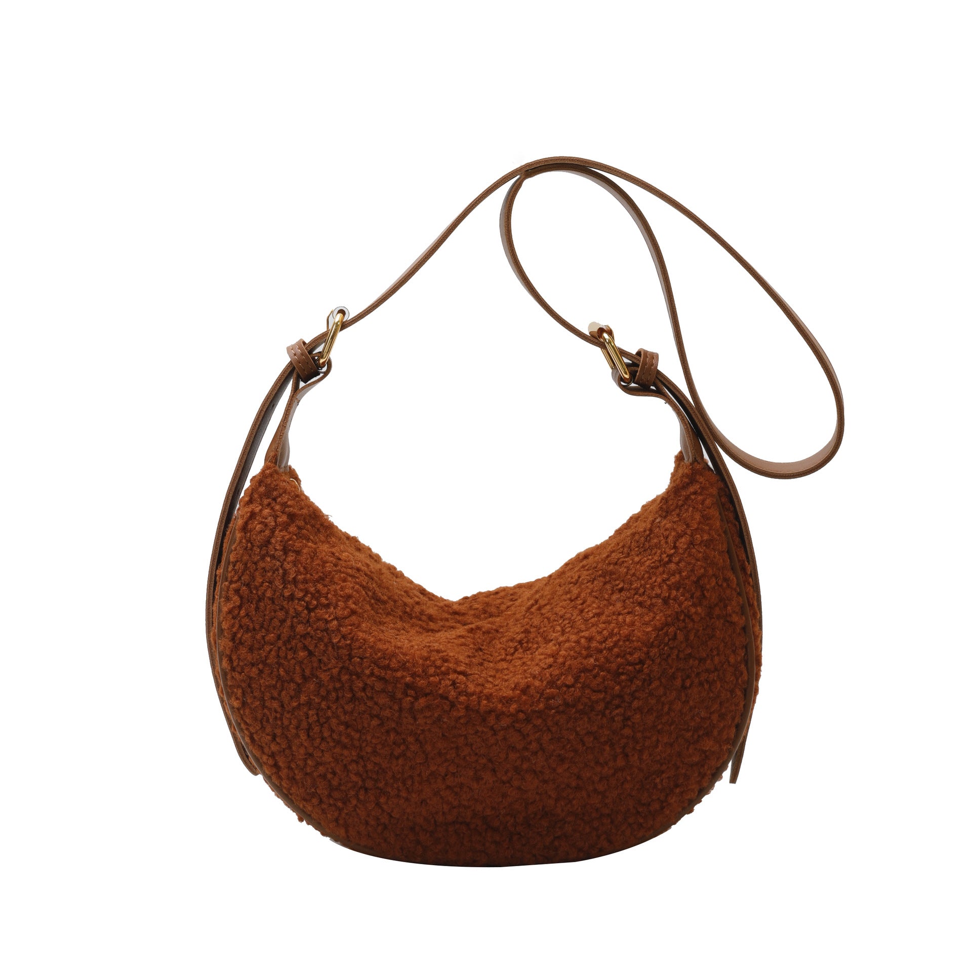 Lamb Wool Shoulder Bag Fashion Casual Dumpling Bag