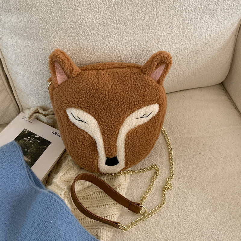 Cute Fox Plush Doll Messenger Bag