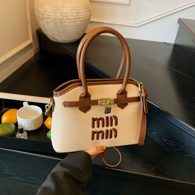 Light Luxury Miu Embroidery Bucket Shoulder Bag