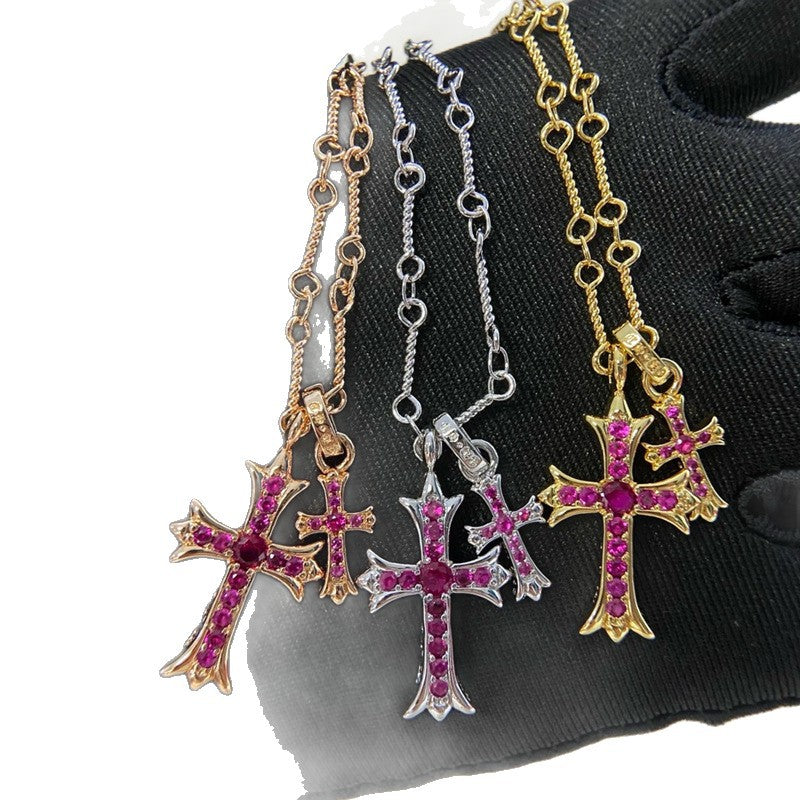 Men's 22K Gold Hip Hop Cross Necklace - Trendy Pendant